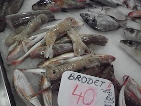 陳列された魚介